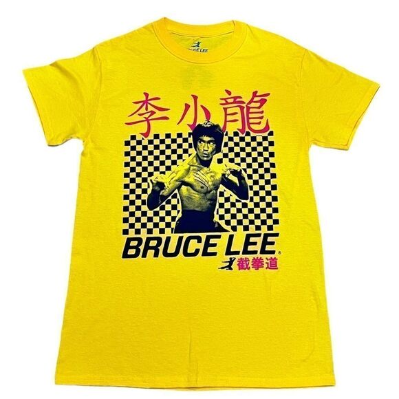 VINTAGE BRUCE LEE T-SHIRT YELLOW SIZE SMALL - Picture 1 of 5